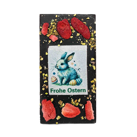 Chocolat noir de Pâques - fraise/ Pistache tablette 95gr